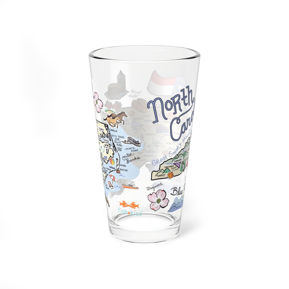 North Carolina Map 16oz Glass