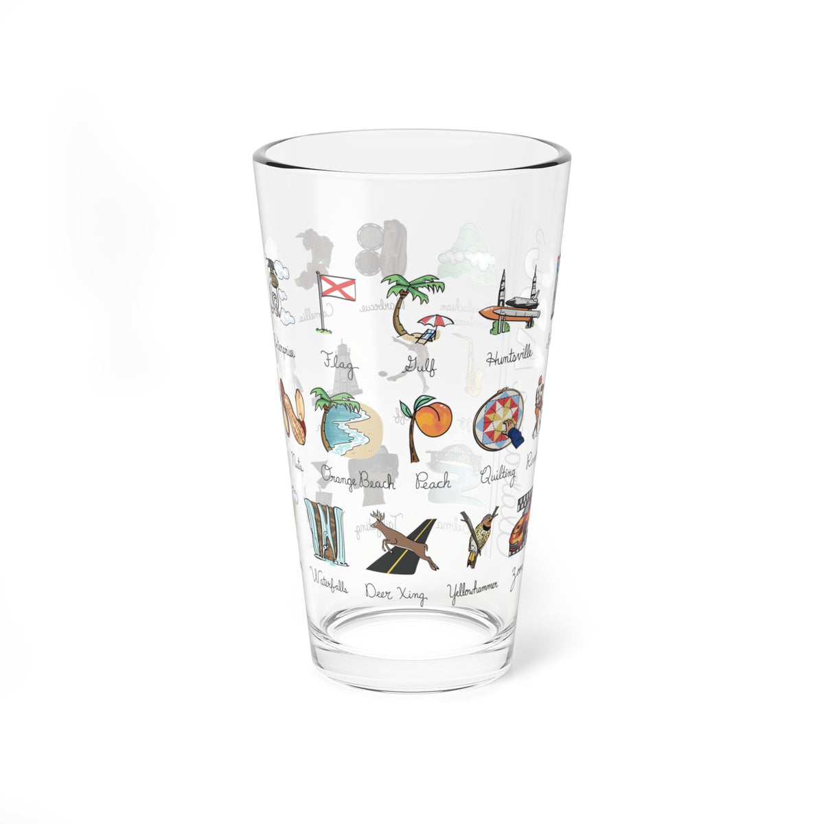 State Alphabet 16 oz Glass