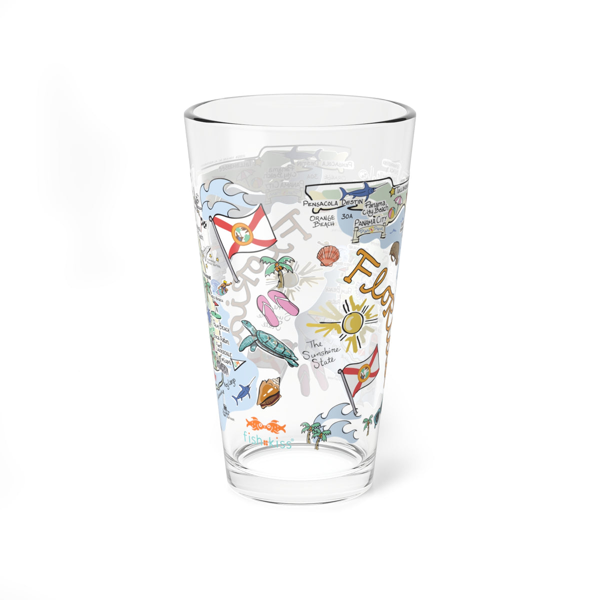 Florida Map 16oz Glass