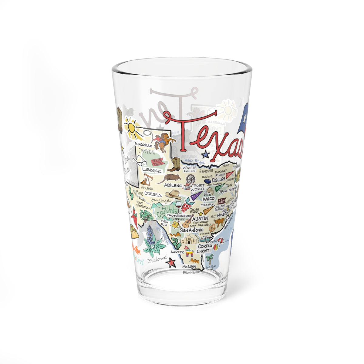 State Map 16 oz Glass