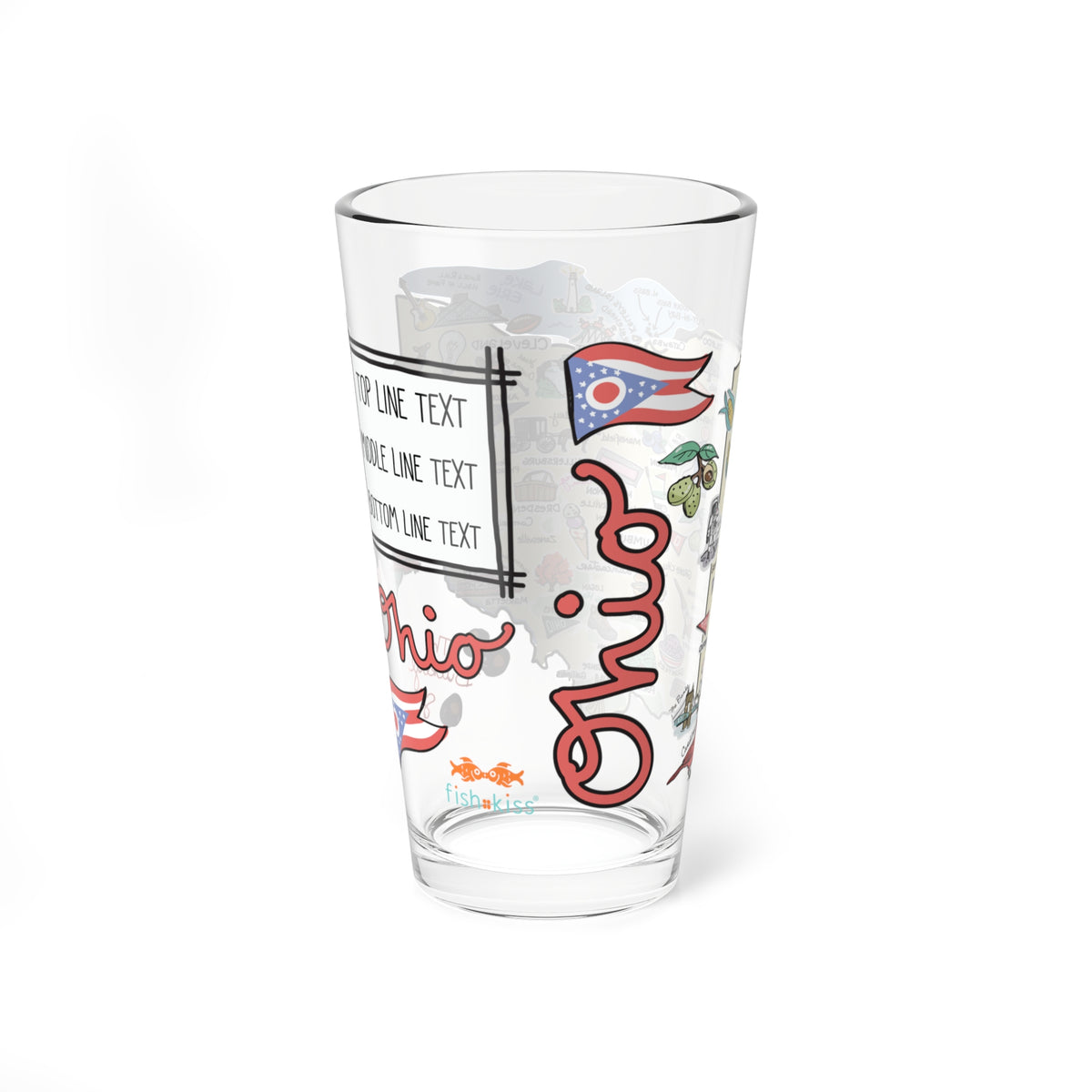 Ohio Map 16oz Glass