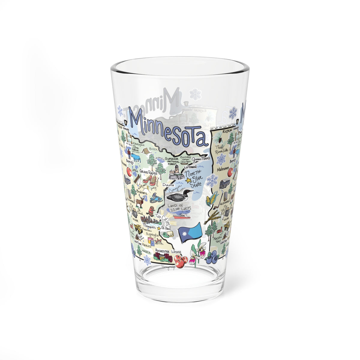 Minnesota Map 16oz Glass