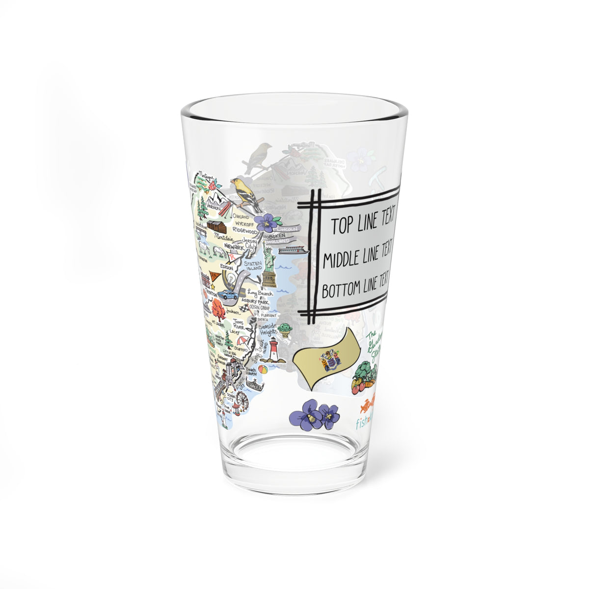 New Jersey Map 16oz Glass