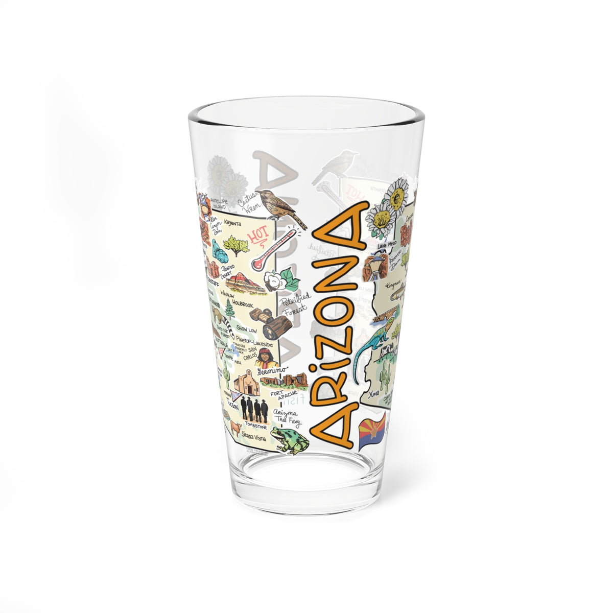 Arizona Map 16oz Glass