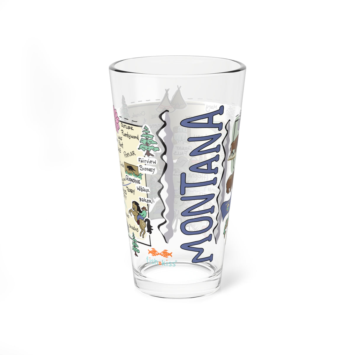 Montana Map 16oz Glass