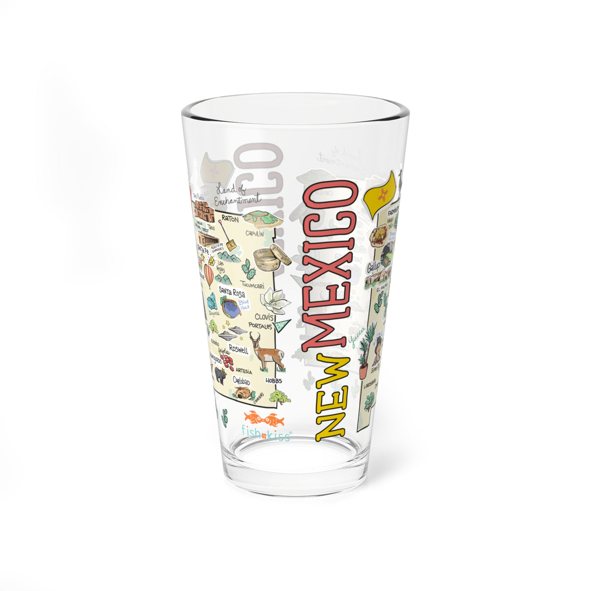 New Mexico Map 16oz Glass
