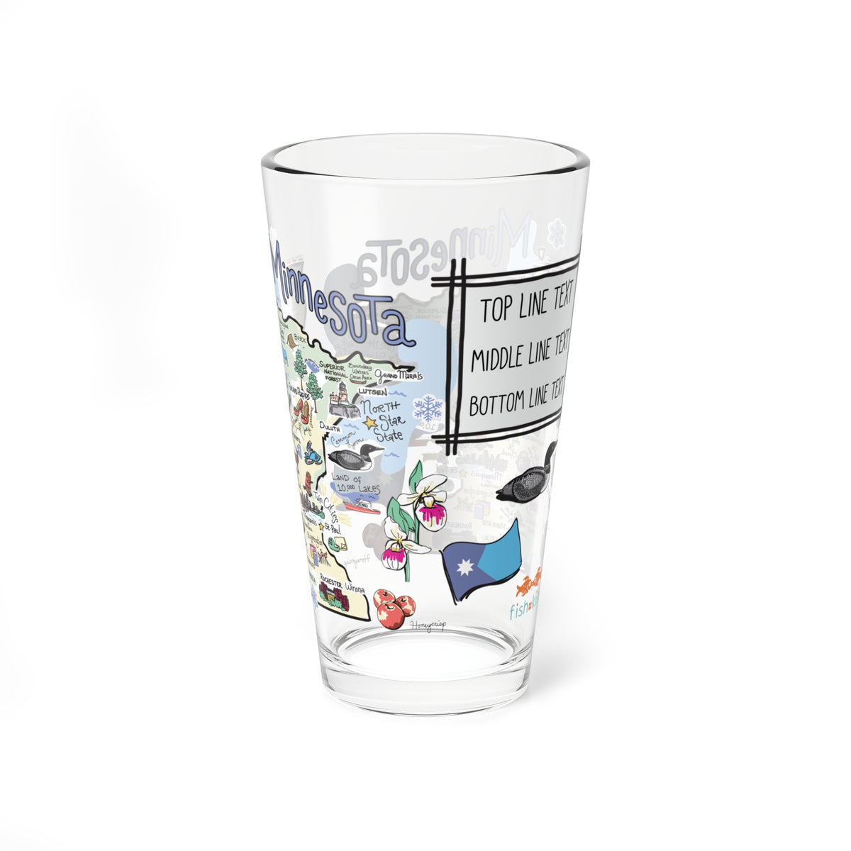 Minnesota Map 16oz Glass