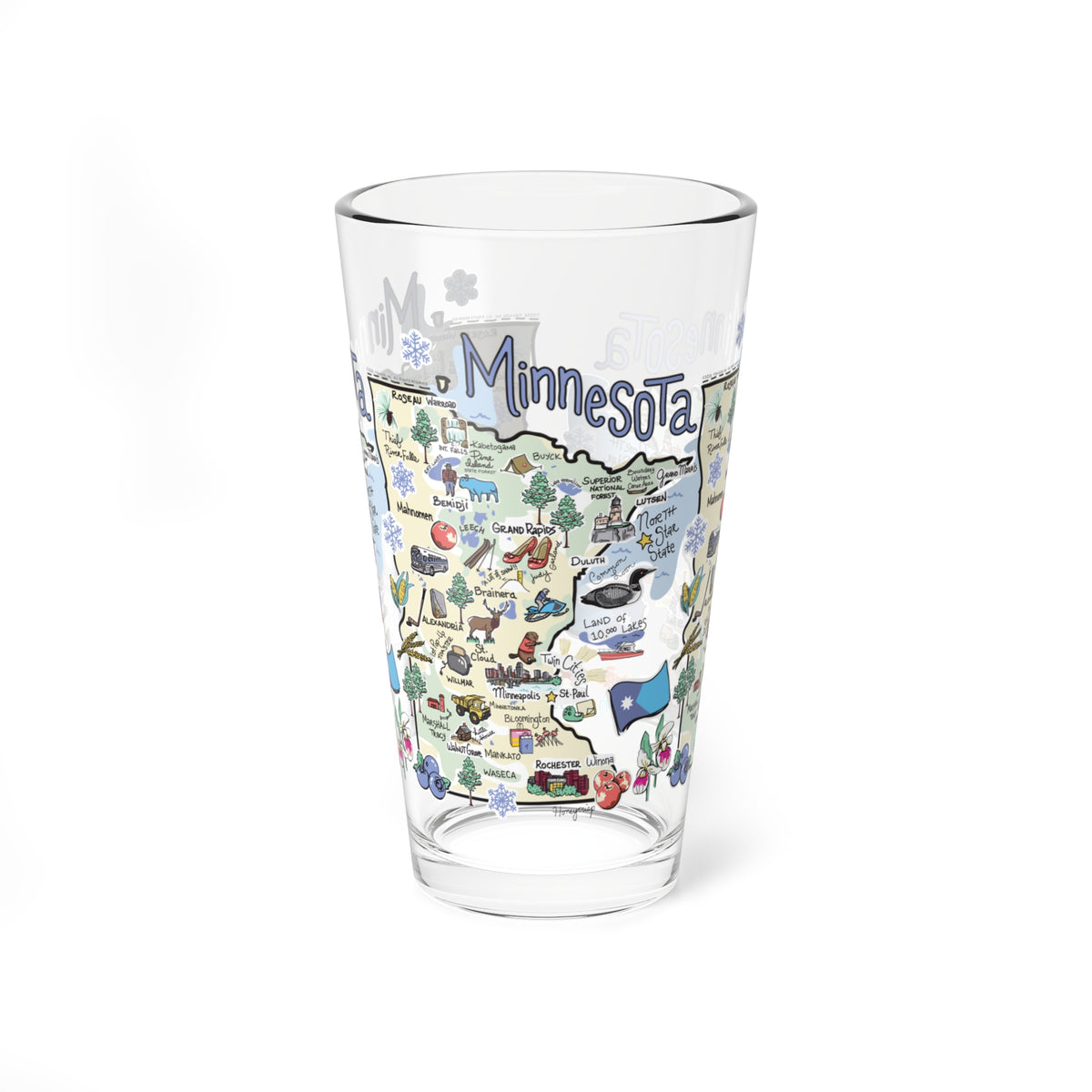 Minnesota Map 16oz Glass