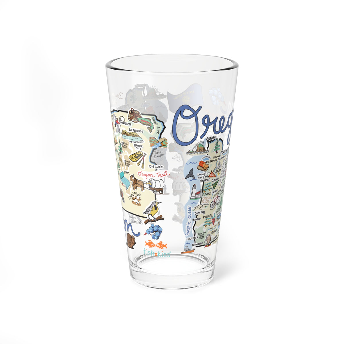 Oregon Map 16oz Glass