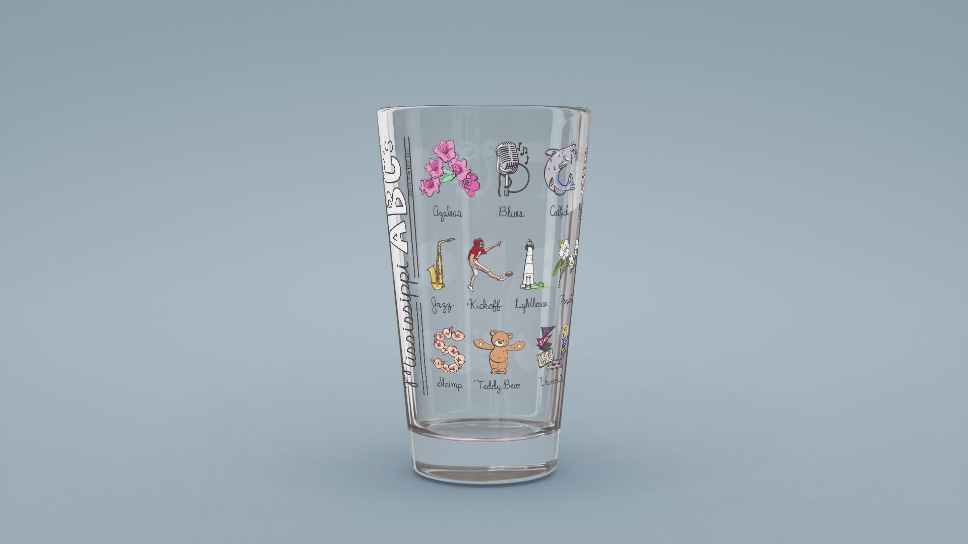 Load video: Mississippi Alphabet Glass