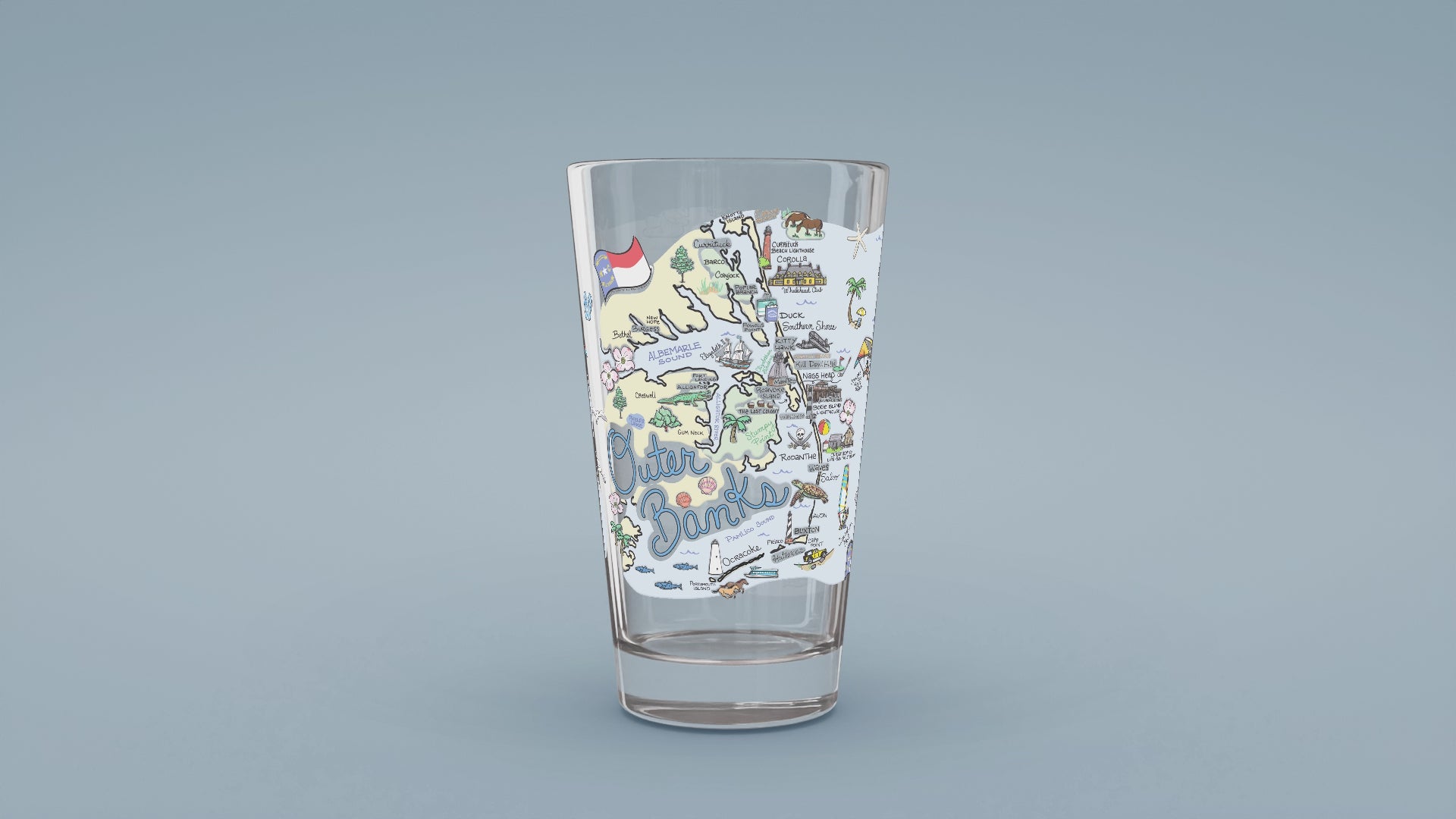 Load video: Outer Banks Map Glass