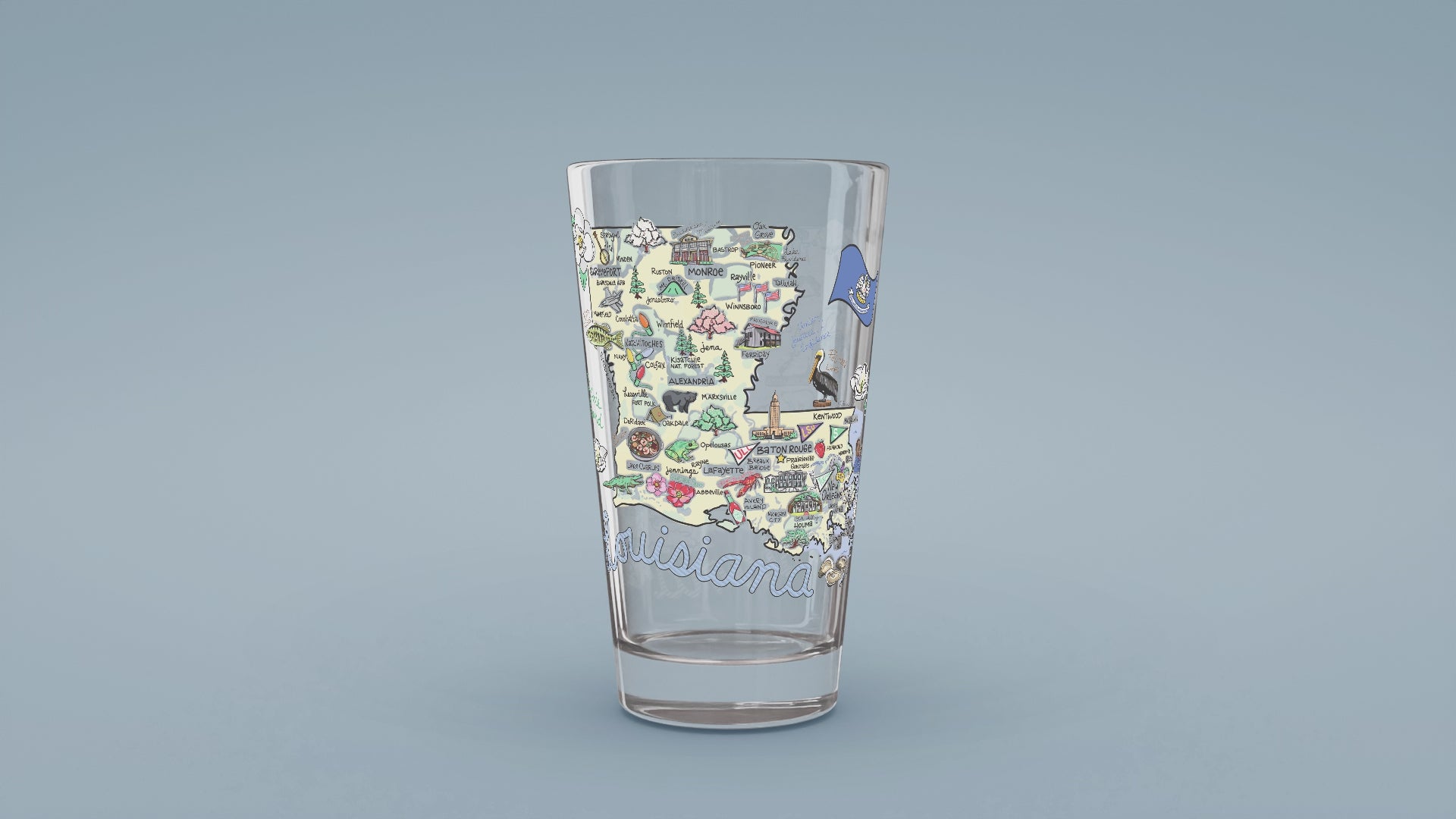 Load video: Louisiana Map Glass