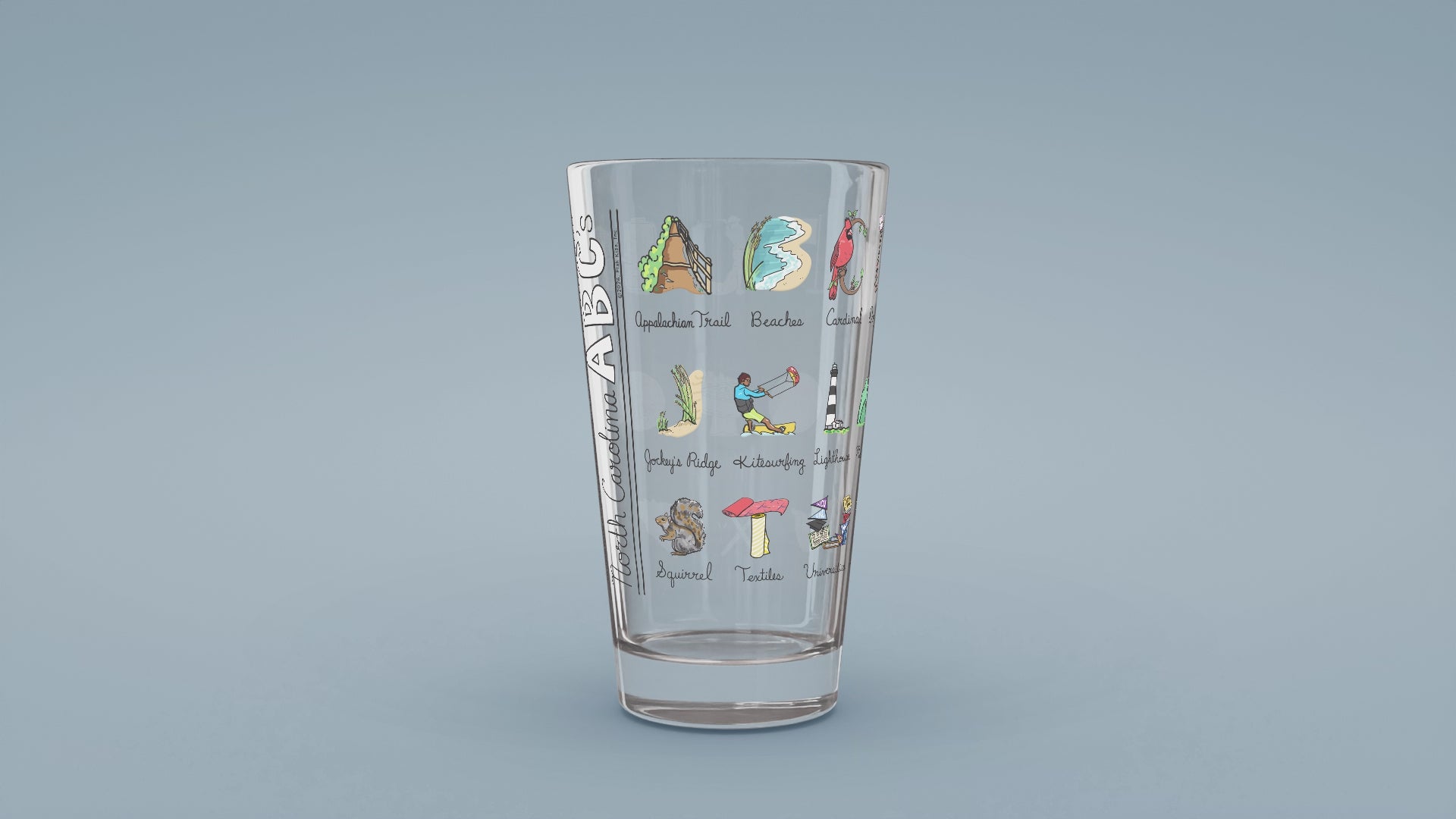 Load video: North Carolina Alphabet Glass