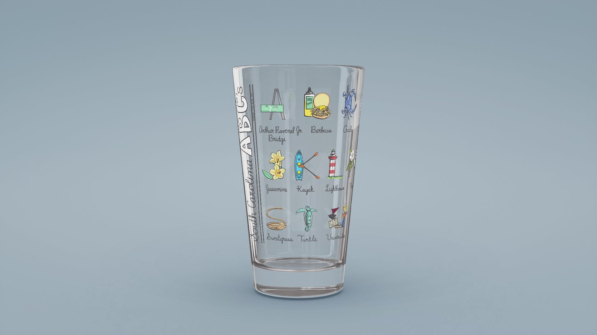 Load video: South Carolina Alphabet Glass
