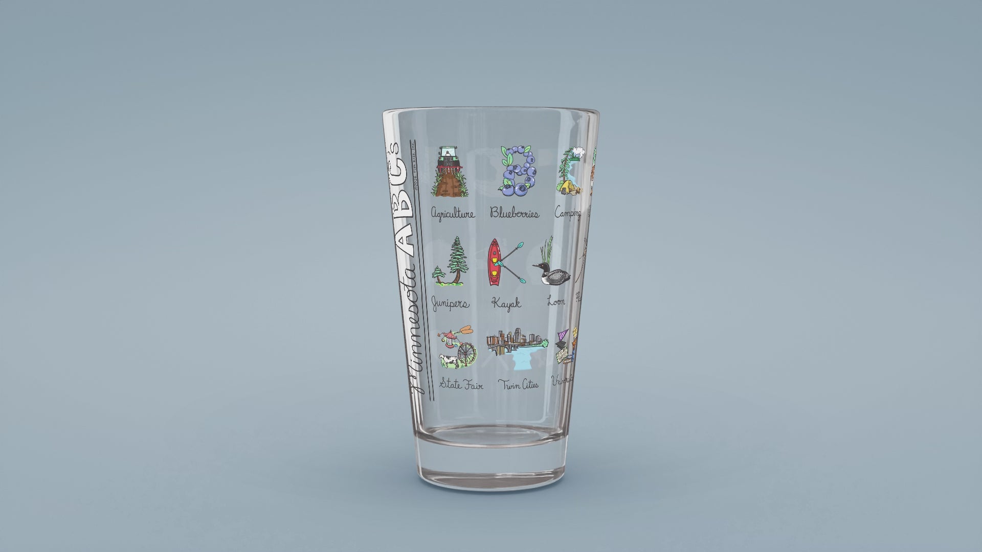 Load video: Minnesota Alphabet Glass