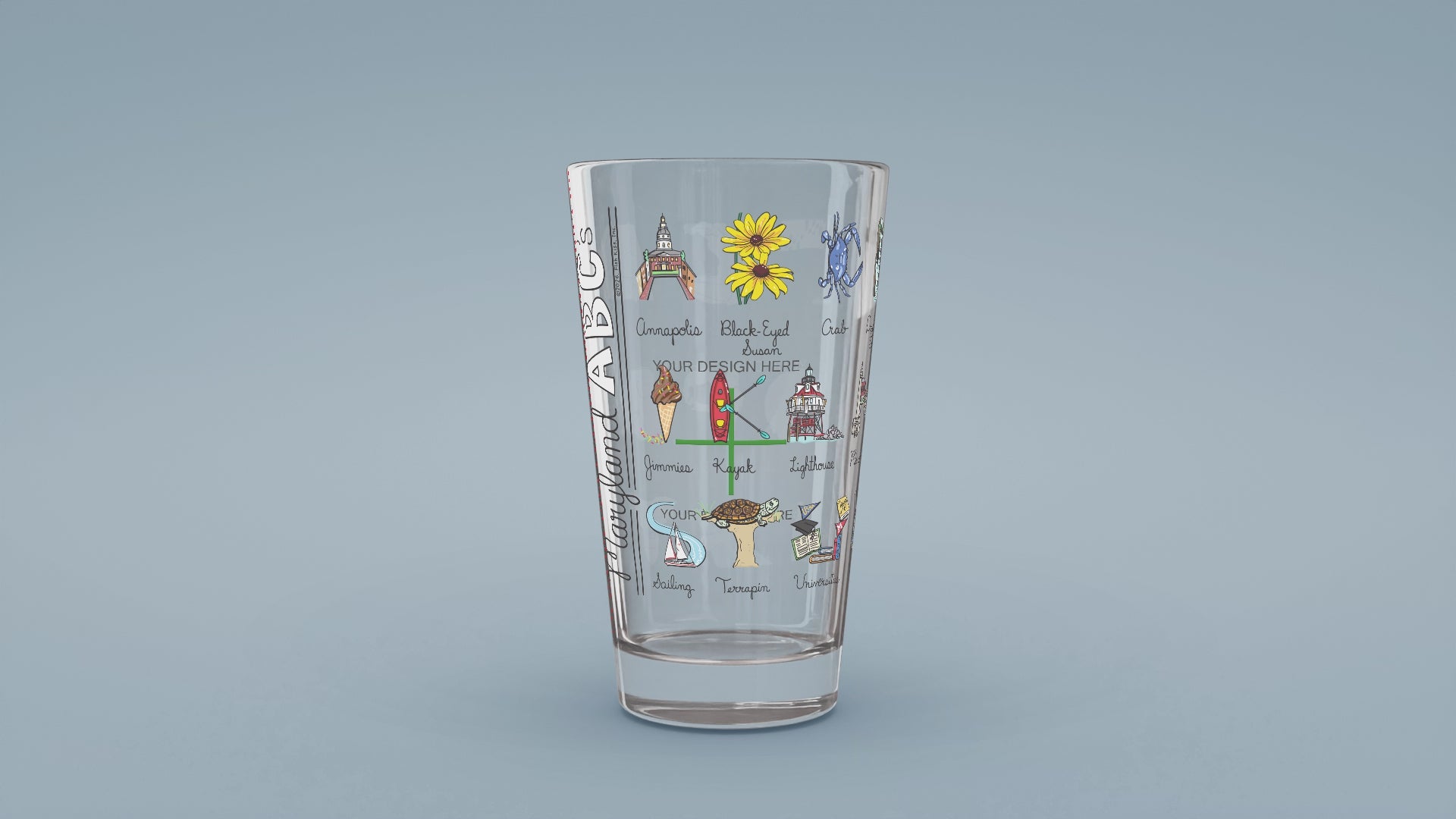 Load video: Maryland Alphabet Glass