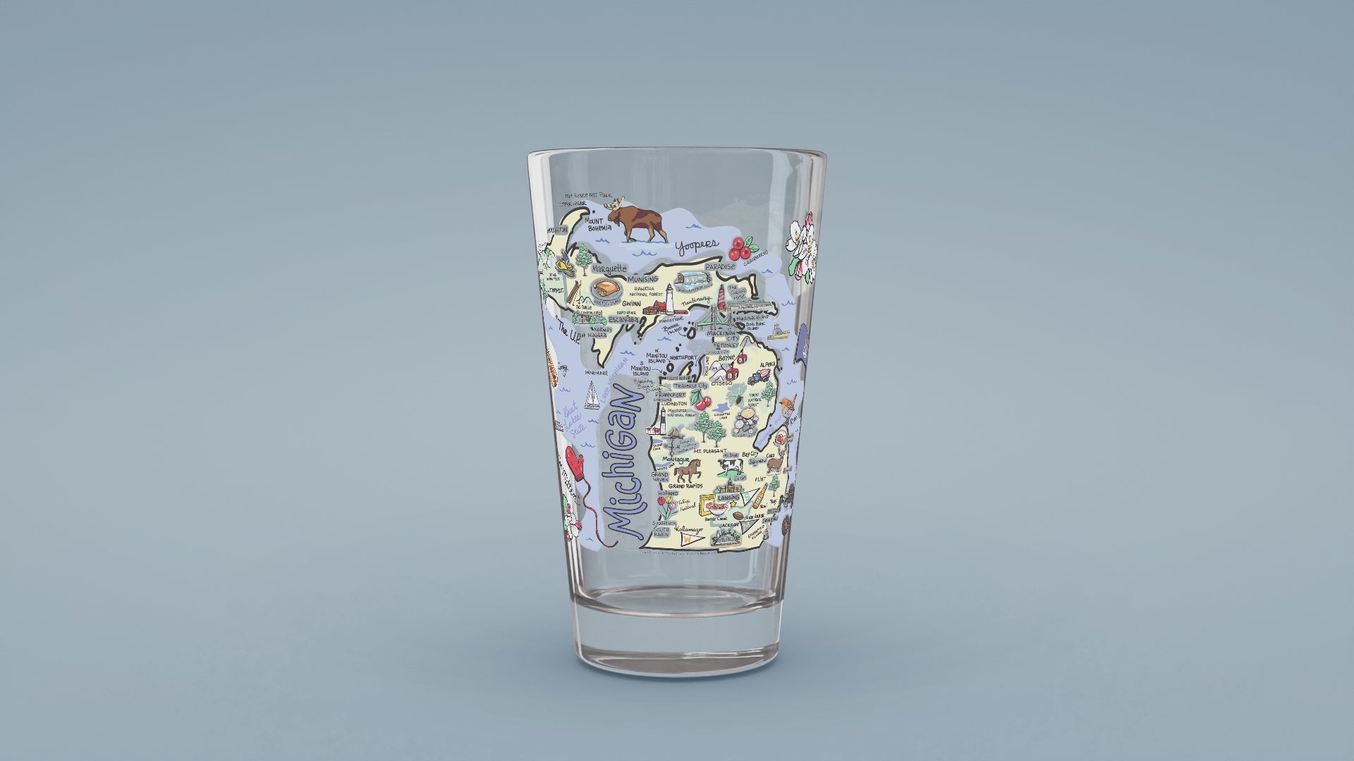 Load video: Michigan Map Glass
