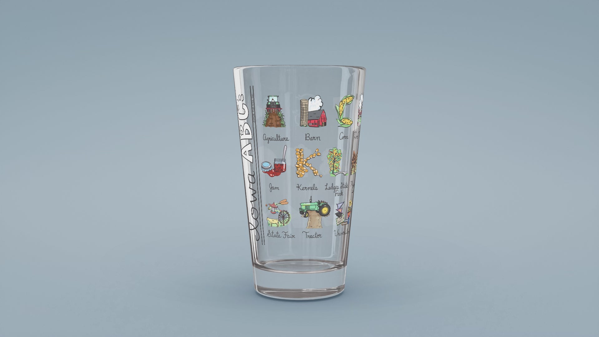 Load video: Iowa Alphabet Glass