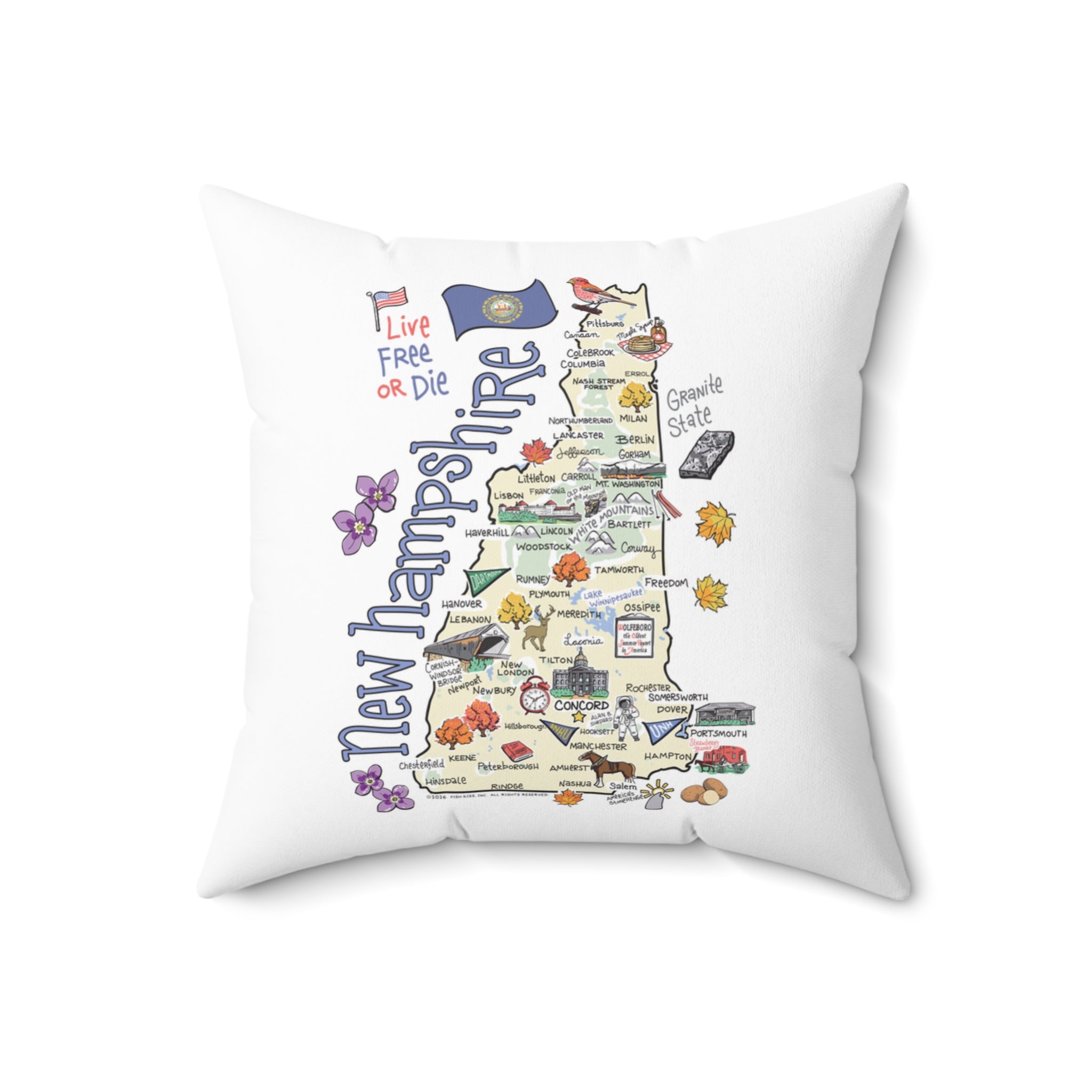New Hampshire Map Pillow