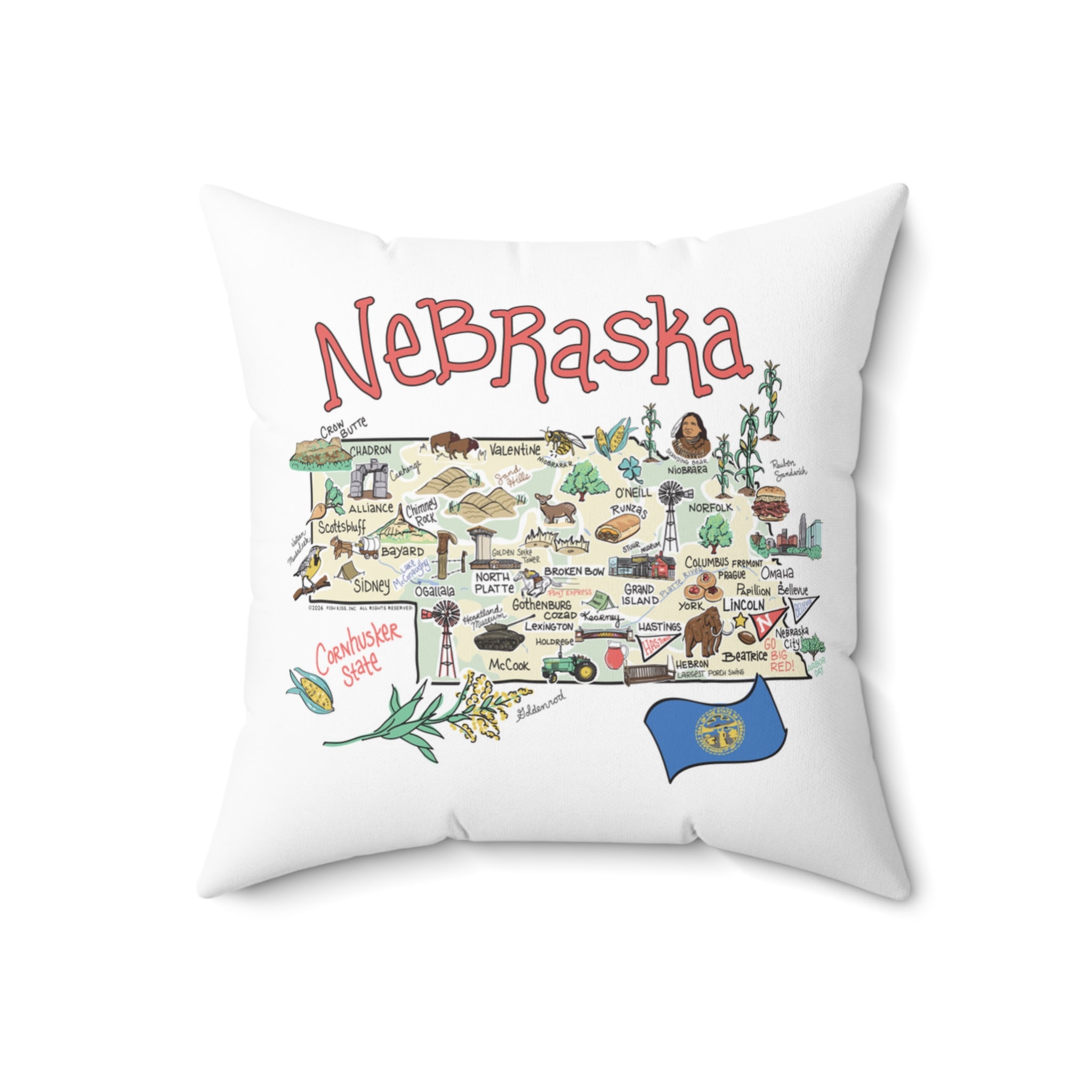 Nebraska Map Pillow