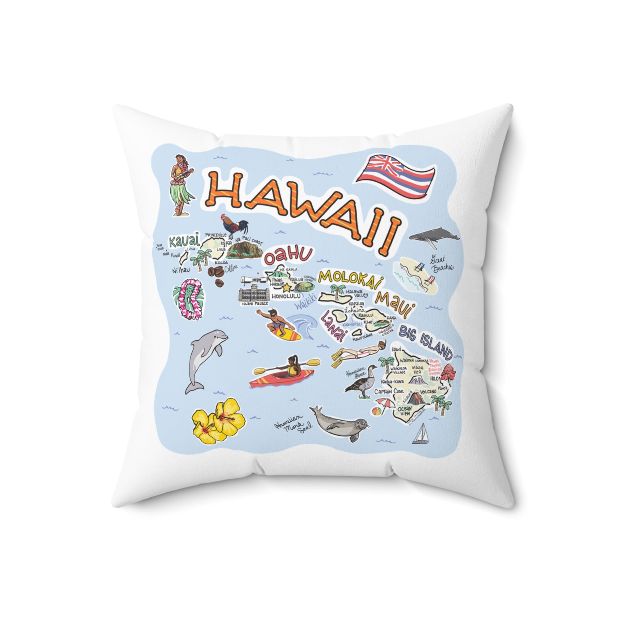 Hawaii Map Pillow