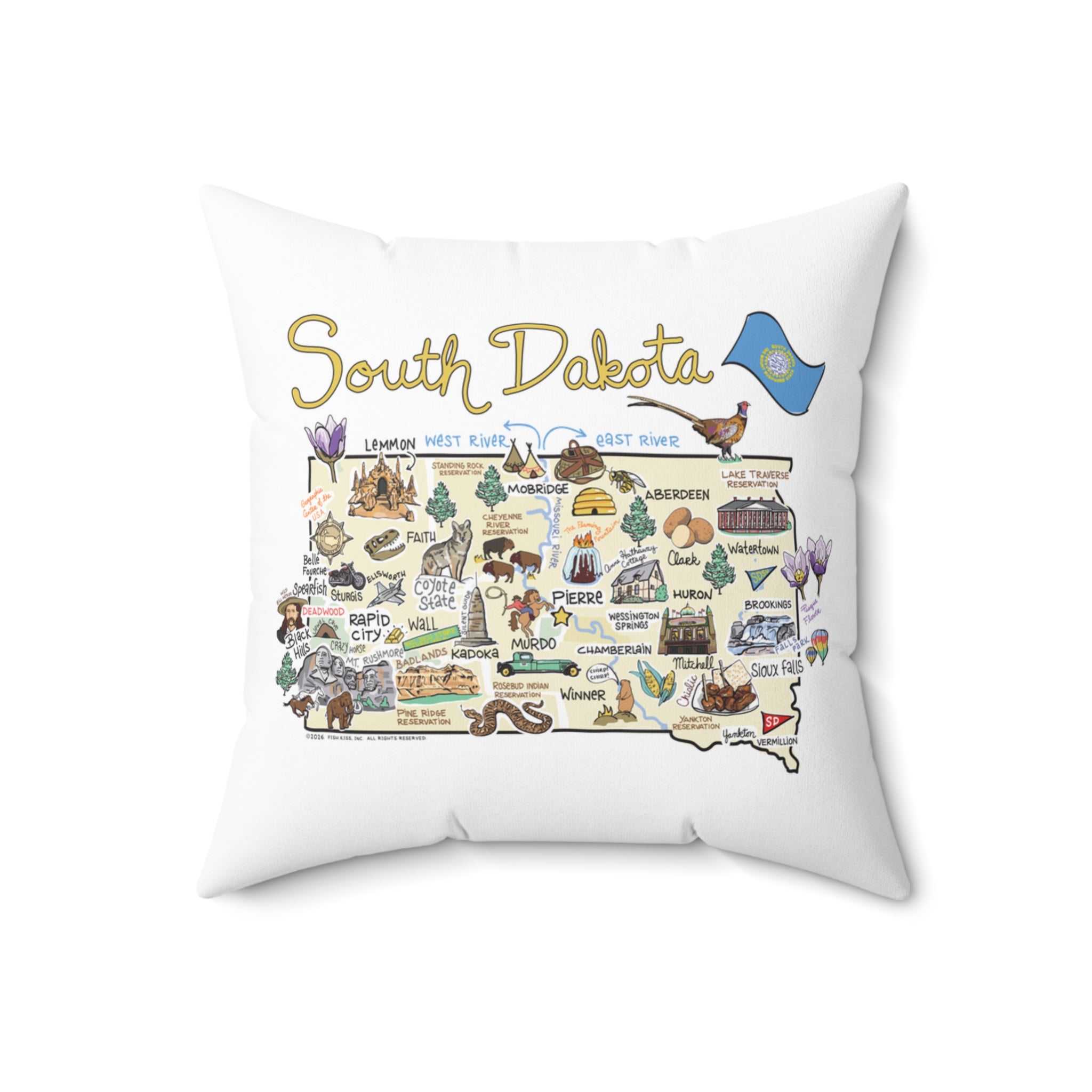 South Dakota Map Pillow