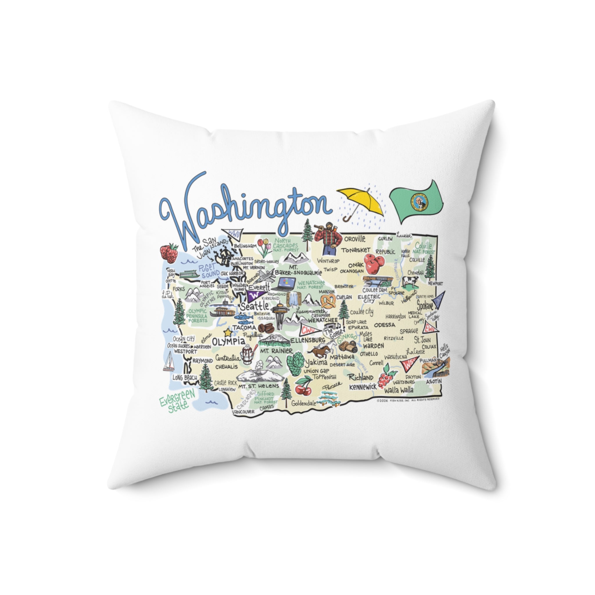 Washington Map Pillow
