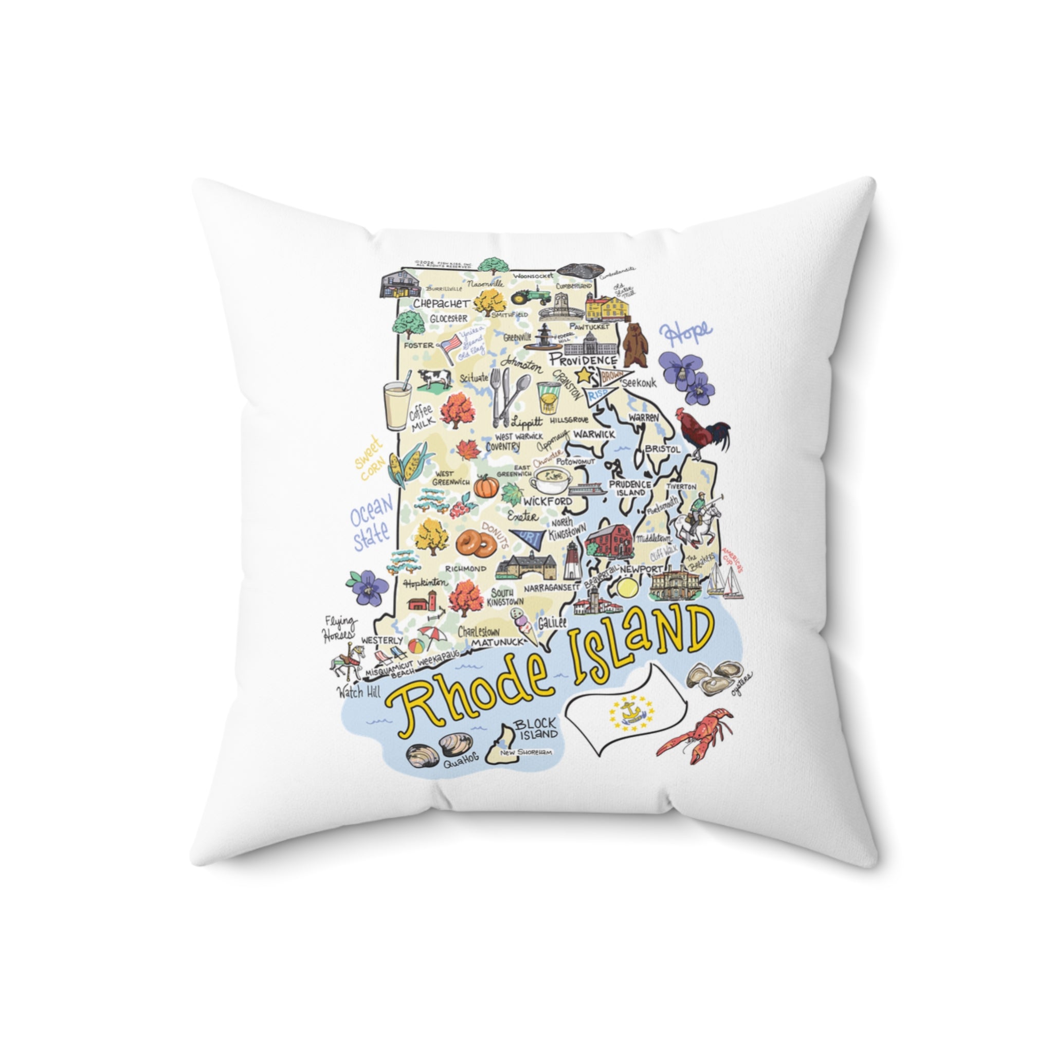 Rhode Island Map Pillow