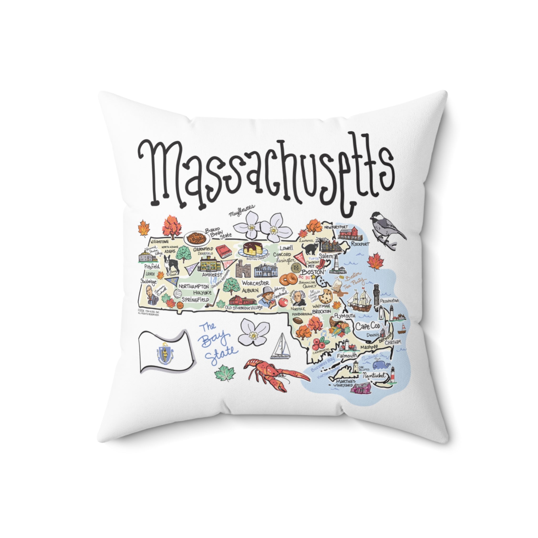 Massachusetts Map Pillow