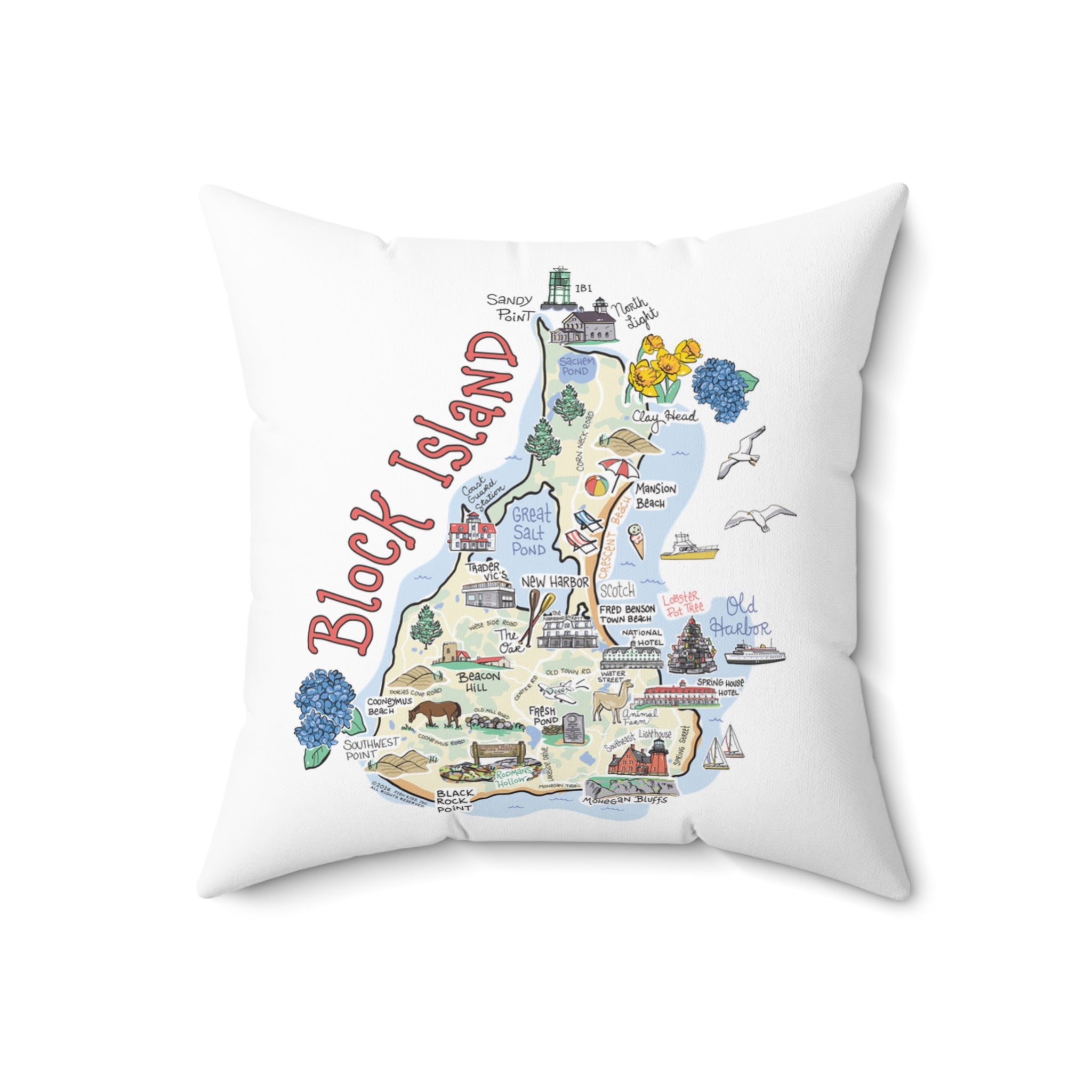 Block Island Map Pillow