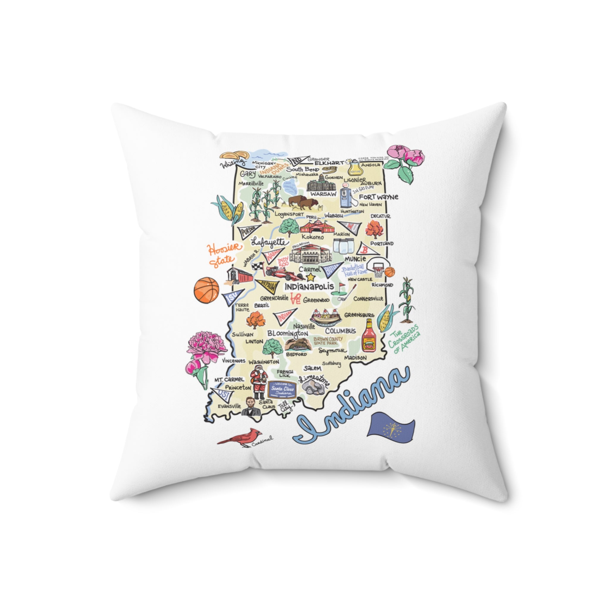Indiana Map Pillow