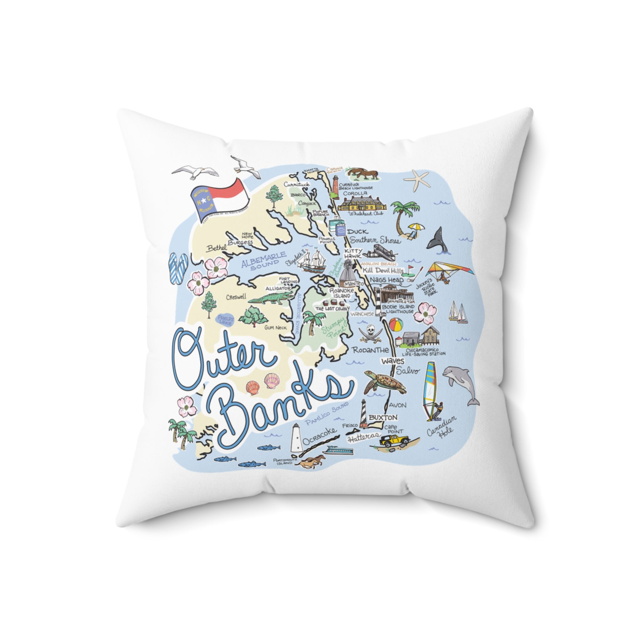 Outer Banks Map Pillow