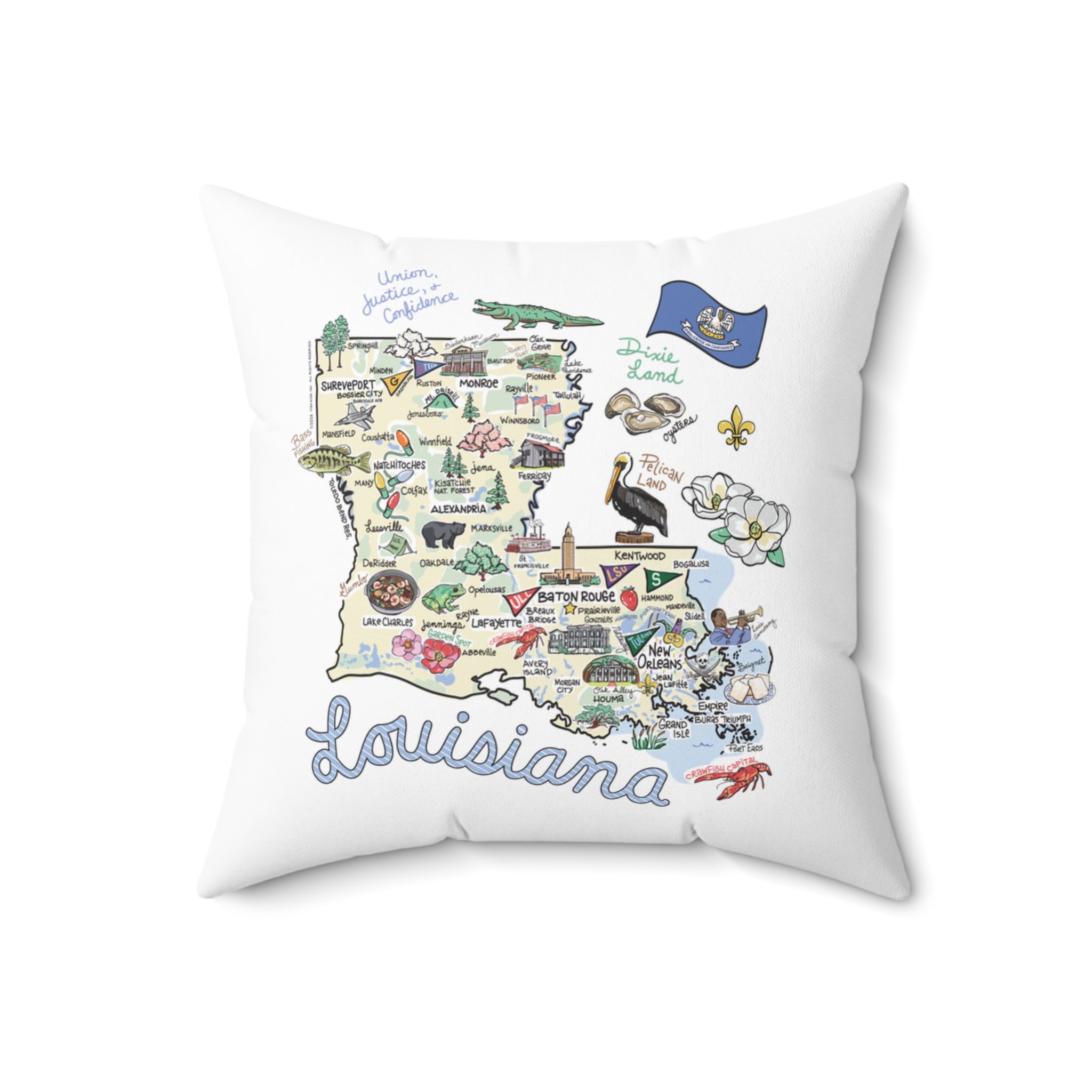Louisiana Map Pillow