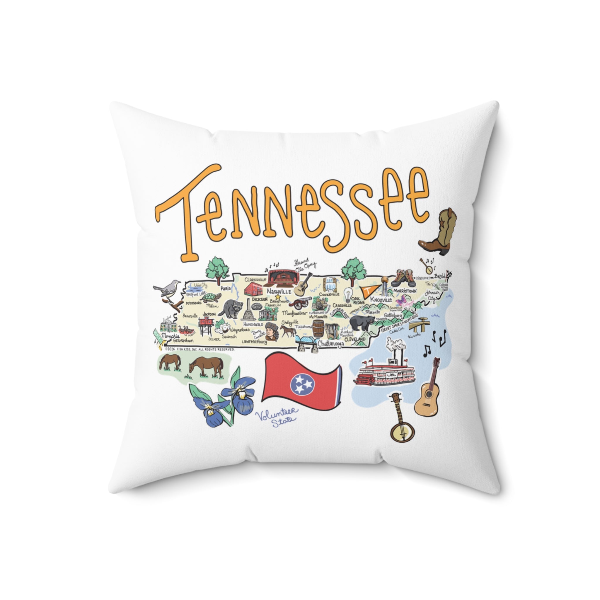 Tennessee Map Pillow