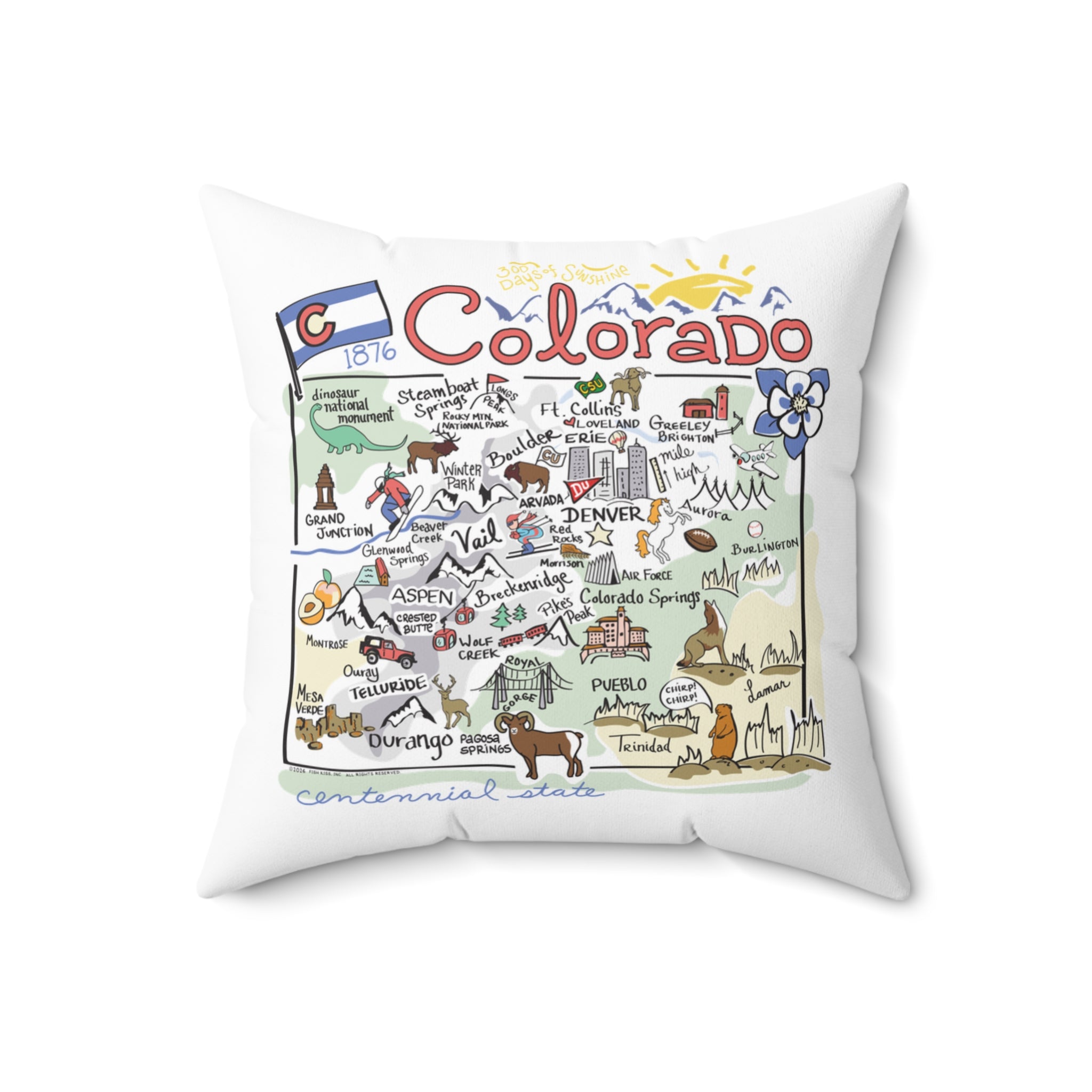 Colorado Map Pillow