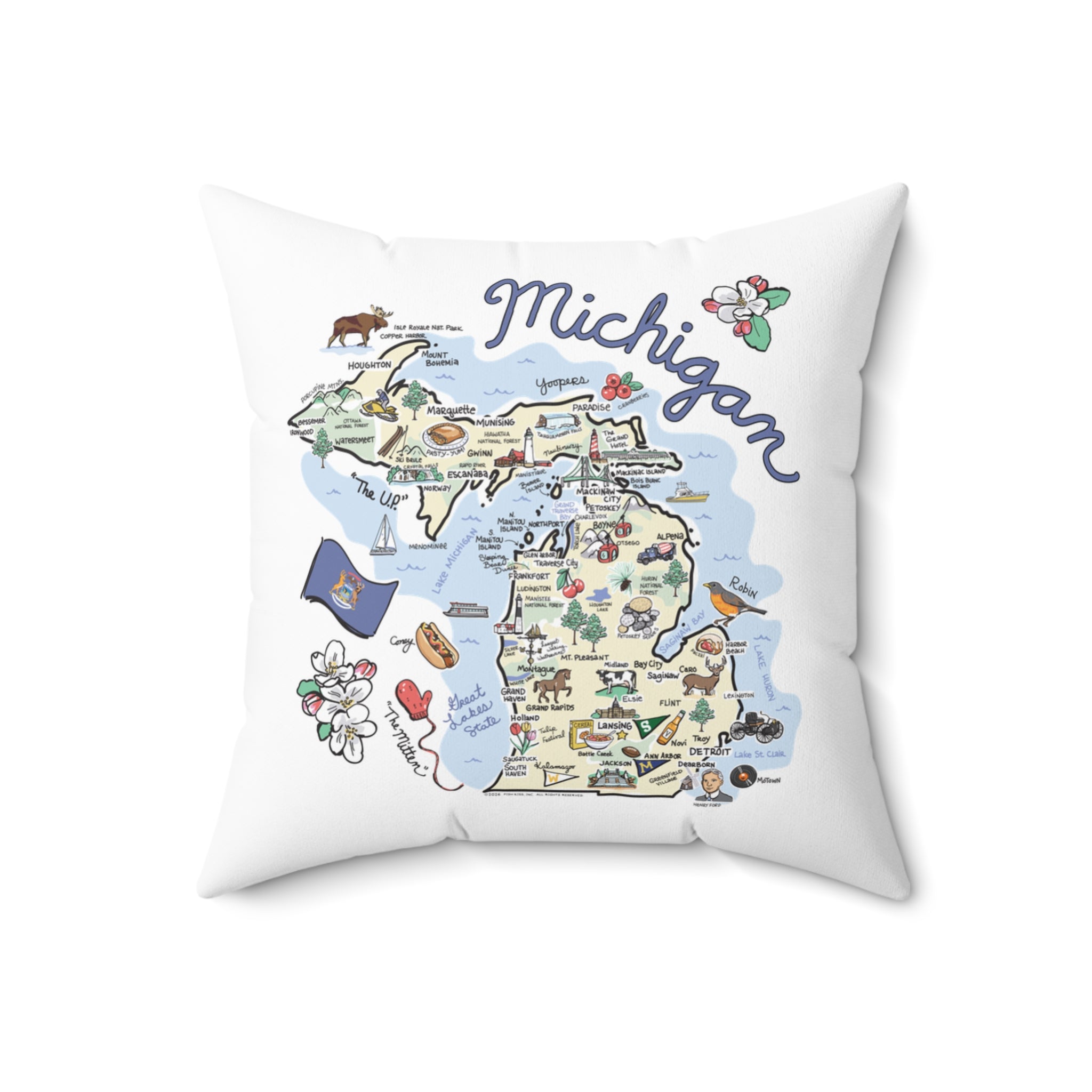 Michigan Map Pillow