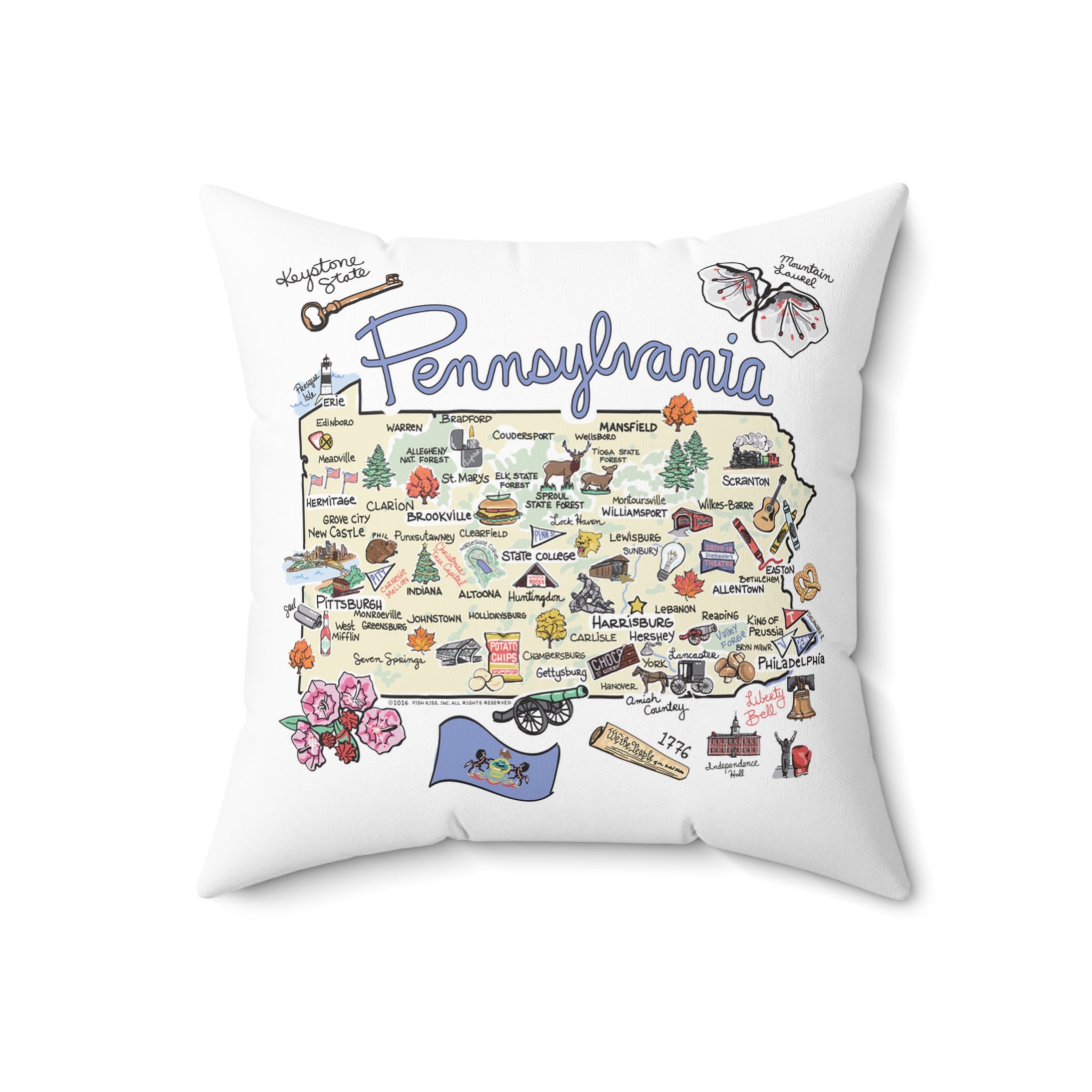 Pennsylvania Map Pillow