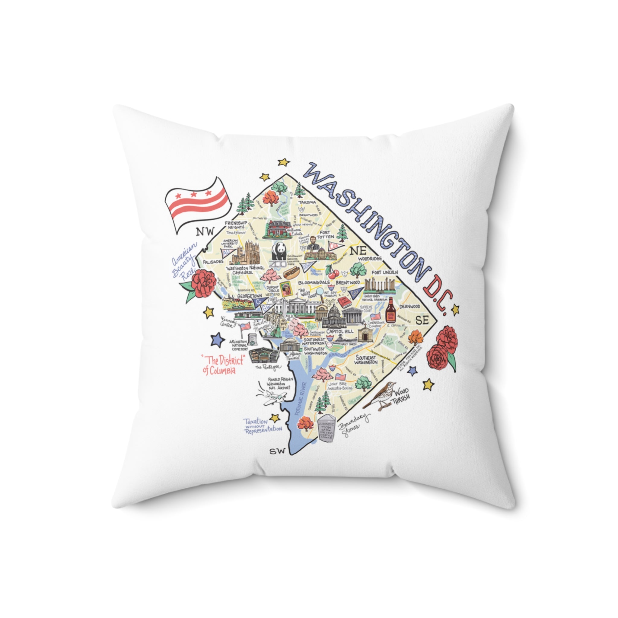 Washington DC Map Pillow