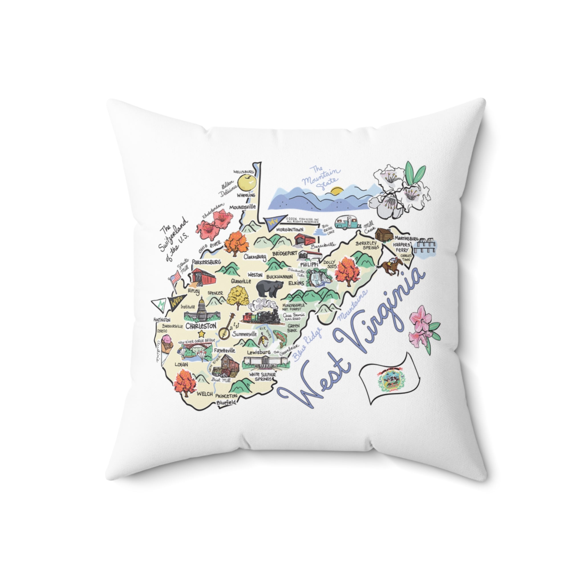 West Virginia Map Pillow