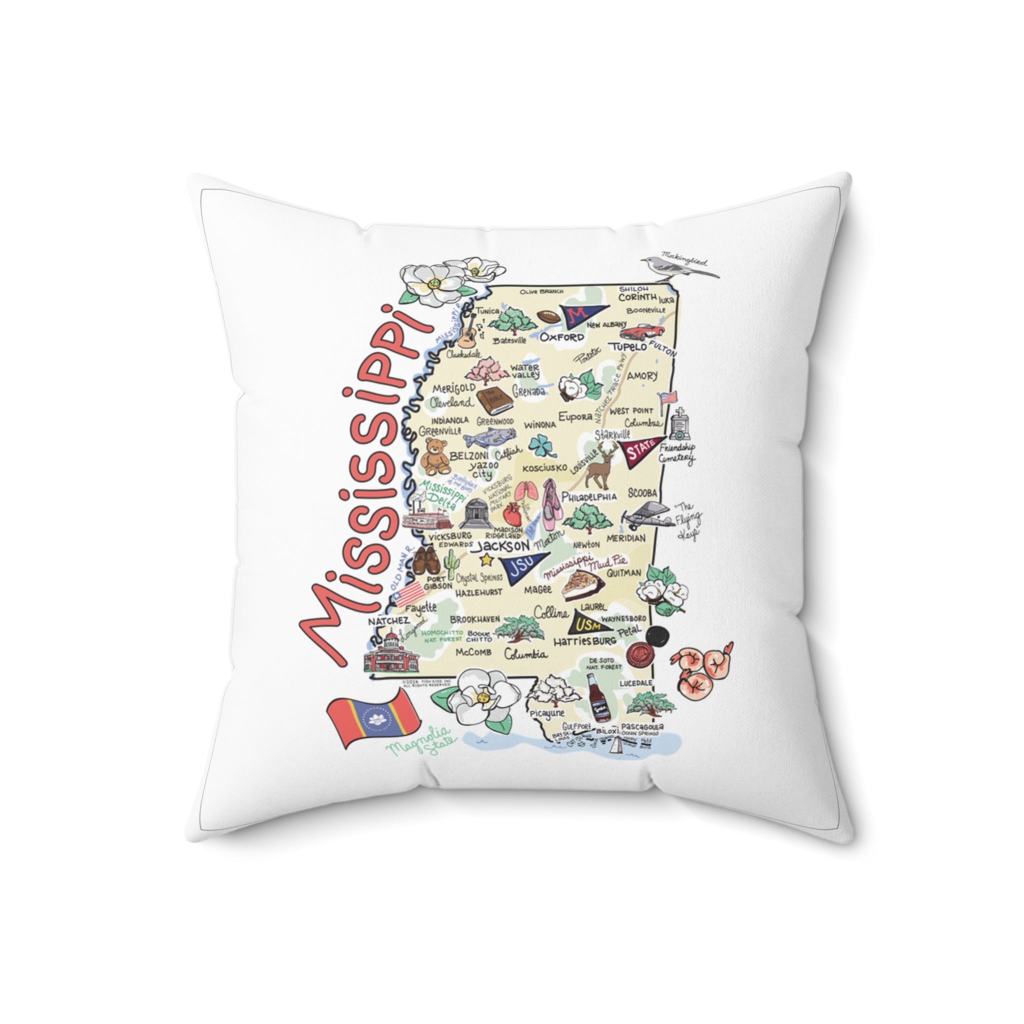 Mississippi Map Pillow