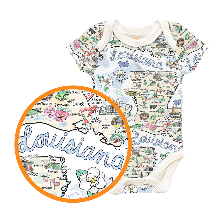 Louisiana Map Baby One-Piece - PIMA