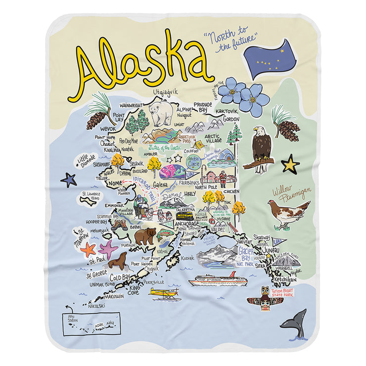 Alaska Map Baby Blanket - JERSEY