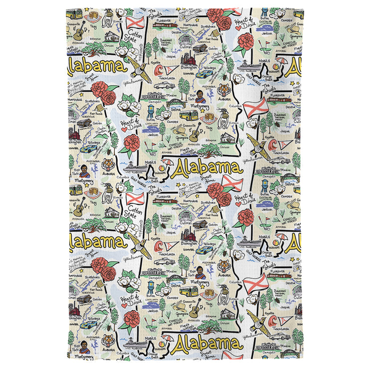 Alabama Map Repeat Kitchen Towel