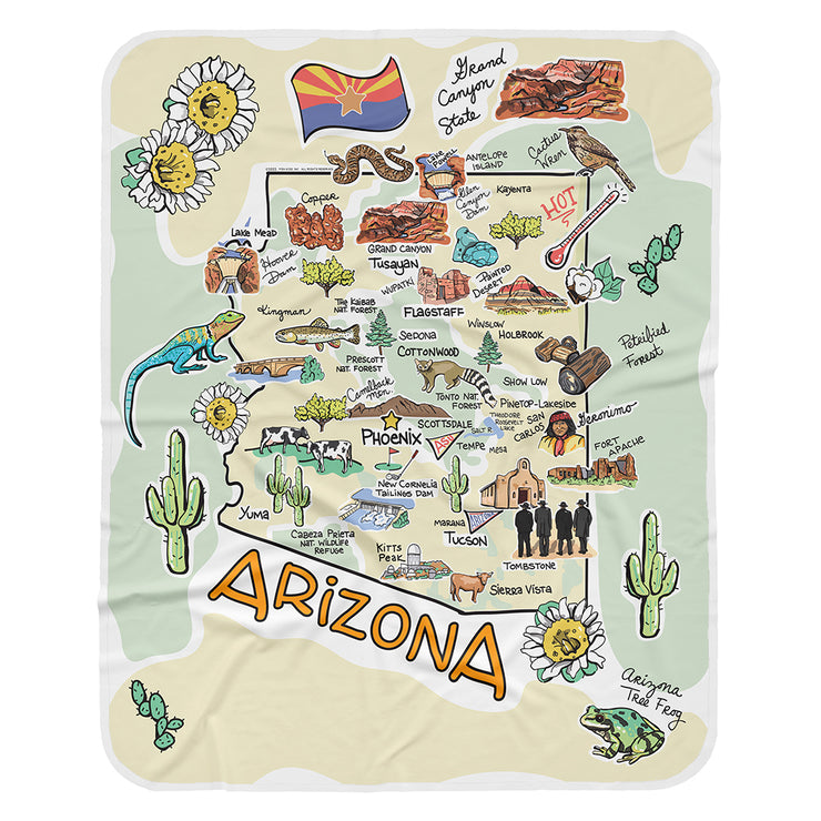 Arizona Map Baby Blanket - JERSEY