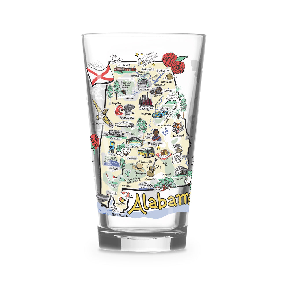 Alabama Map Glass