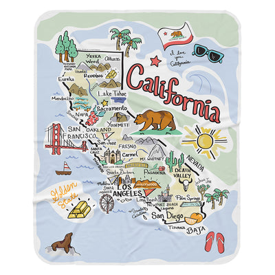 California Map Baby Blanket - JERSEY