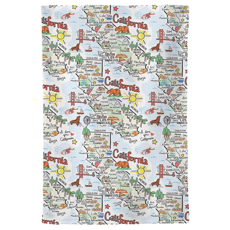 California Map Repeat Kitchen Towel