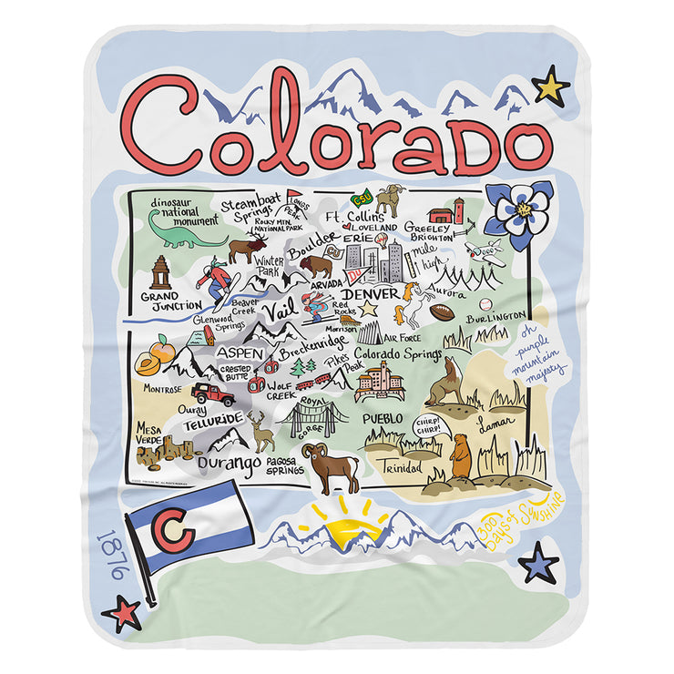 Colorado Map Baby Blanket - JERSEY