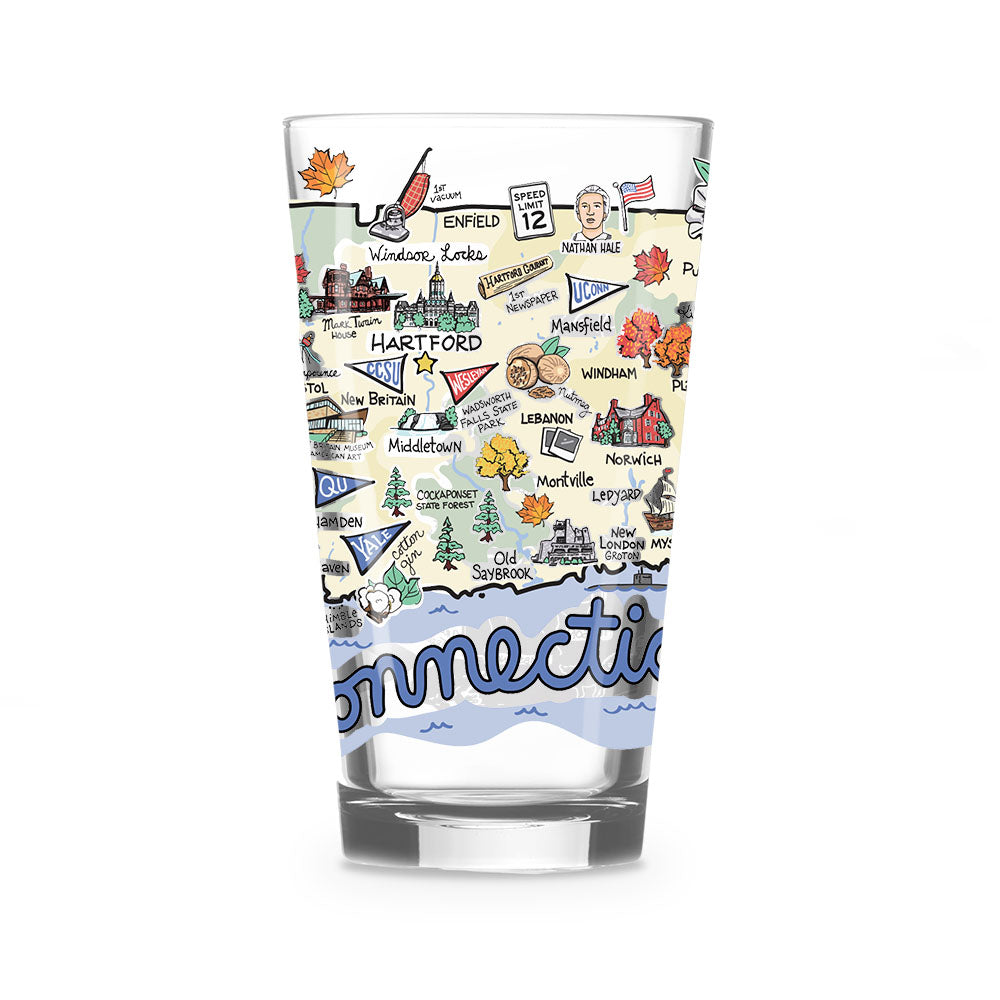 Connecticut Map Glass