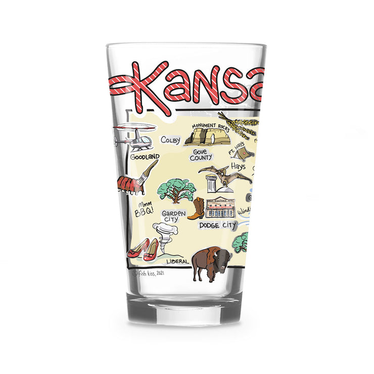 Custom Kansas 16 oz. Glass